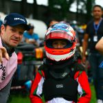 Rubinho com seu filho Dudu Barrichello em sua primeira corrida de kart